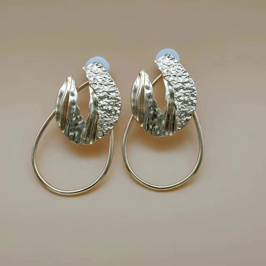 1 pair retro exaggerated leaf heart shape butterfly plating hollow out metal drop earrings - Jewelry Trends USA