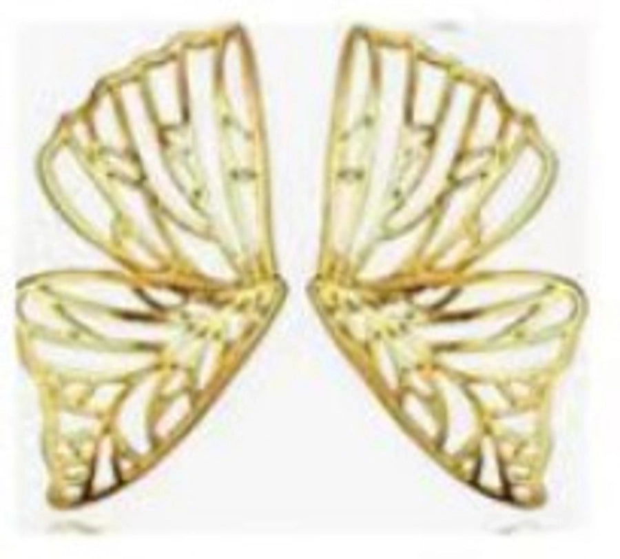 1 pair retro exaggerated leaf heart shape butterfly plating hollow out metal drop earrings - Jewelry Trends USA