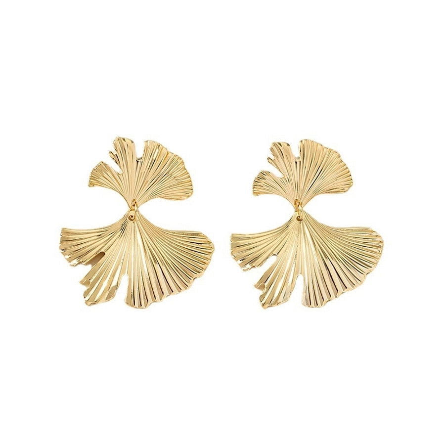 1 pair retro exaggerated leaf heart shape butterfly plating hollow out metal drop earrings - Jewelry Trends USA