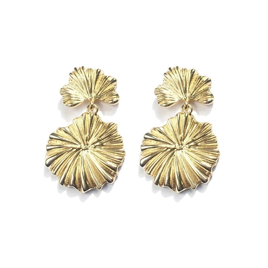 1 pair retro exaggerated leaf heart shape butterfly plating hollow out metal drop earrings - Jewelry Trends USA