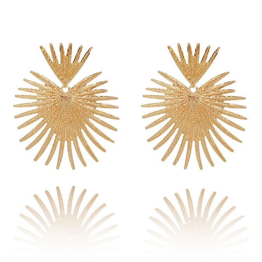 1 pair retro exaggerated leaf heart shape butterfly plating hollow out metal drop earrings - Jewelry Trends USA