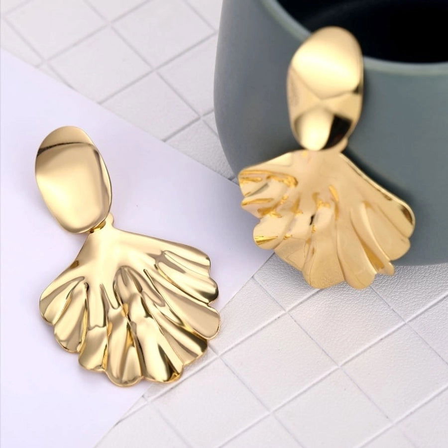 1 pair retro exaggerated leaf heart shape butterfly plating hollow out metal drop earrings - Jewelry Trends USA