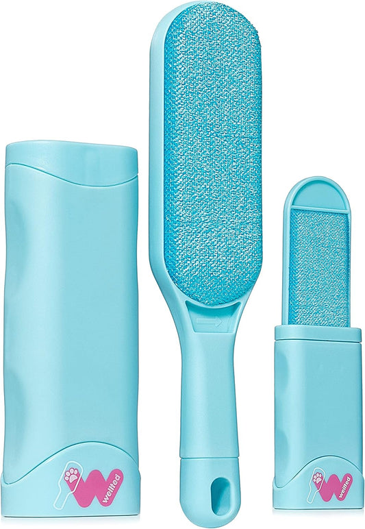 New Blue Self-Cleaning Double-Sided  for Couch, Furniture, Clothing, Car Seats, Carpet, Pet Bed - Dog & Cat Hair Remover, Fur & Lint Brush