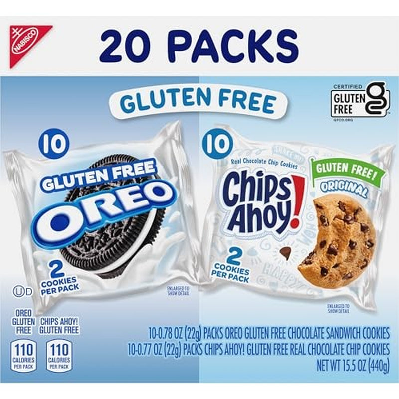 Gluten Free OREO and CHIPS AHOY Cookie Snack Packs Variety Pack 20 Pack
