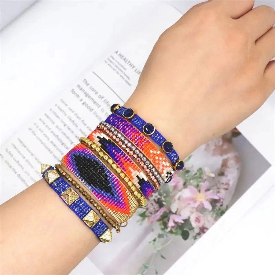 2023 europe and america cross border simple colorful geometric miyuki bracelet set handmade  zircon bracelet - Jewelry Trends USA