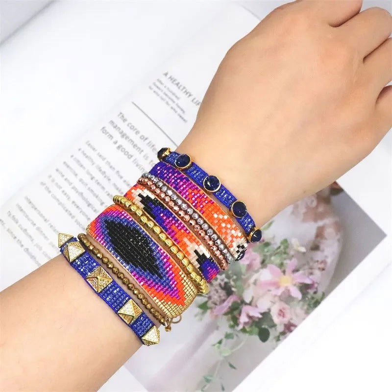 2023 europe and america cross border simple colorful geometric miyuki bracelet set handmade  zircon bracelet - Jewelry Trends USA