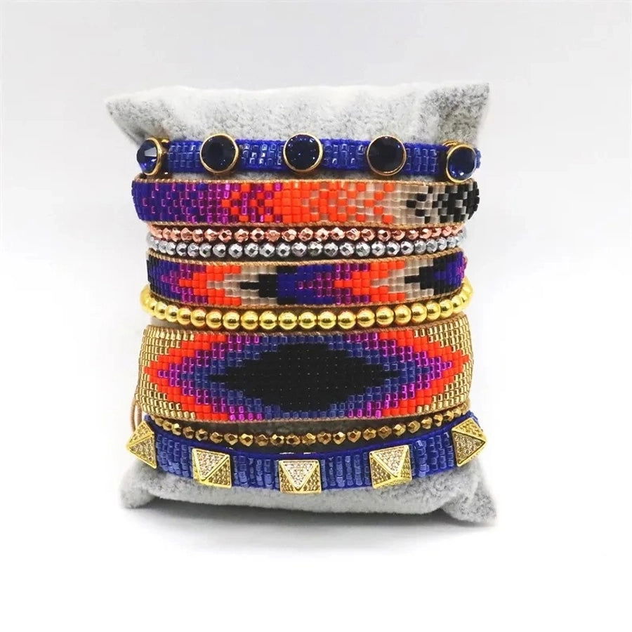 2023 europe and america cross border simple colorful geometric miyuki bracelet set handmade  zircon bracelet - Jewelry Trends USA