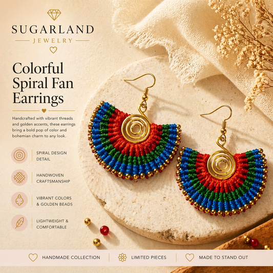 Colorful Spiral Fan Statement Earrings