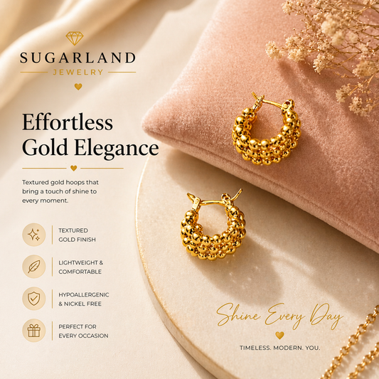 Textured Gold Hoop Earrings