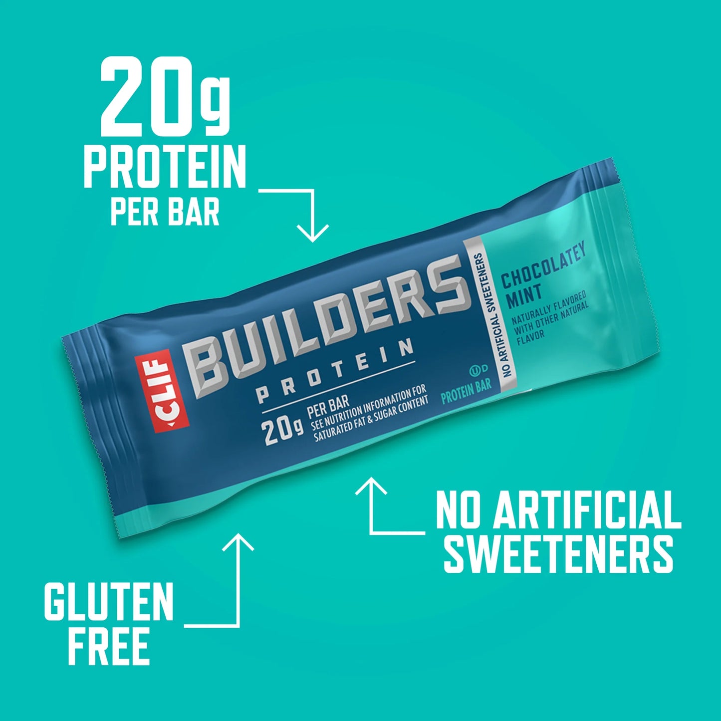 CLIF  Protein Bars Chocolate Mint Flavor, Plant Protein, Gluten Free Bars, 12Ct