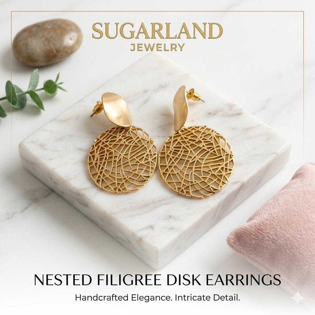 Elegant Gold Filigree Drop Earrings