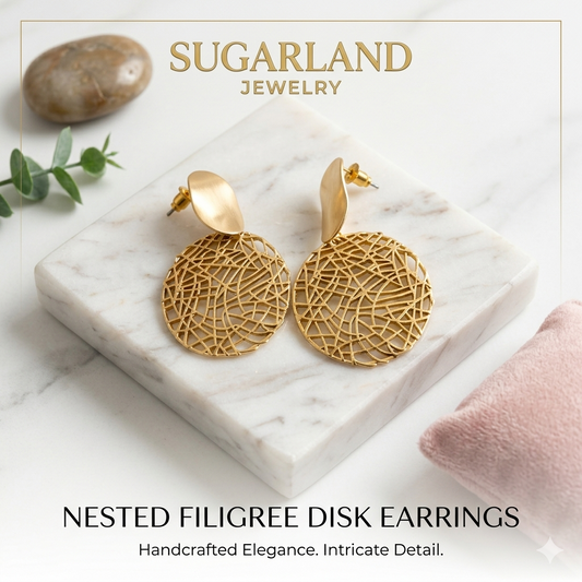 Elegant Gold Filigree Drop Earrings