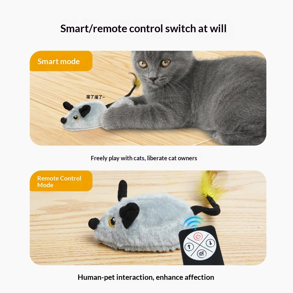 Smart Electric Cat Toy Remote Control Plush Mouse Intelligent Induction Mouse Interactive Cat Teaser Boredom Relief Cat Teaser