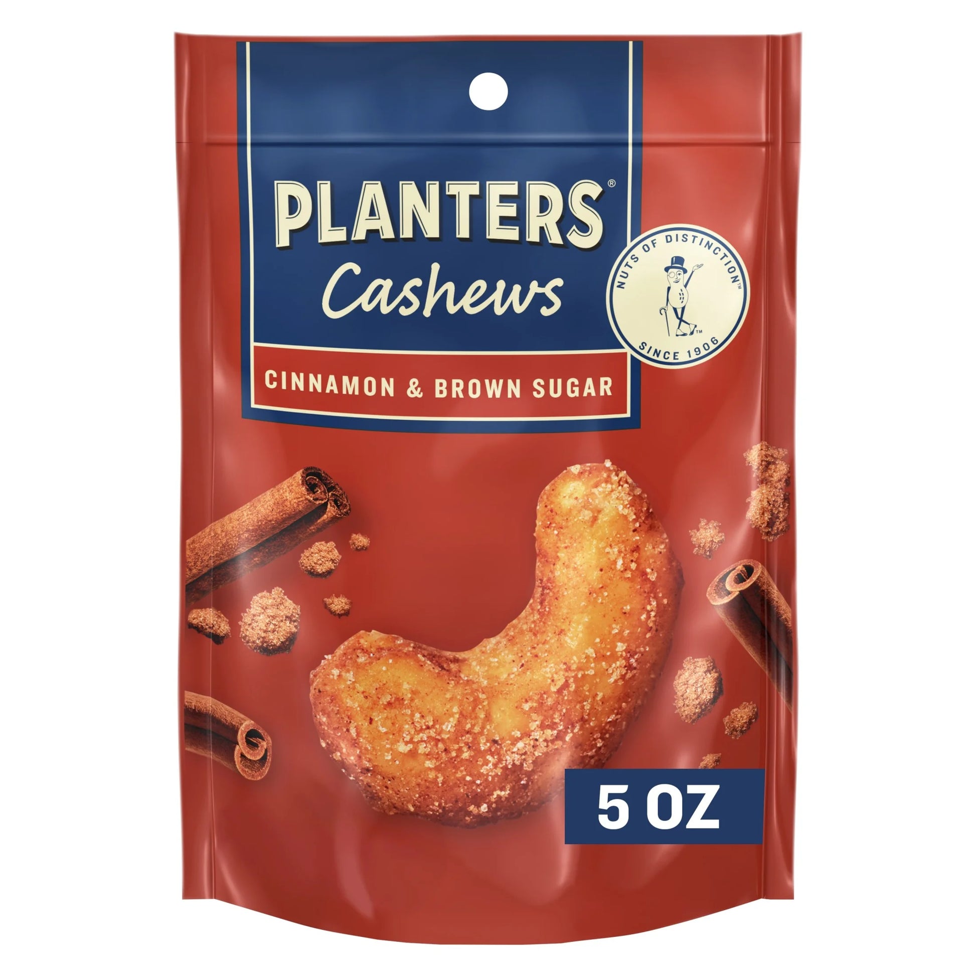 (4 Pack)  Cashews Cinnamon & Brown Sugar, Party Snacks, Plant Based Protein, 5 Oz Bag
