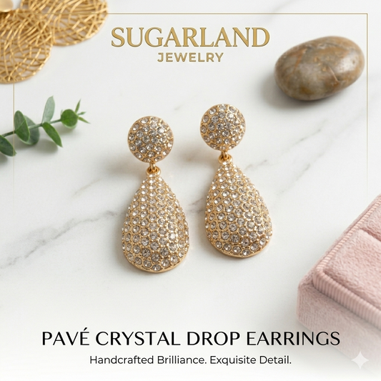 Pavé Crystal Teardrop Drop Earrings