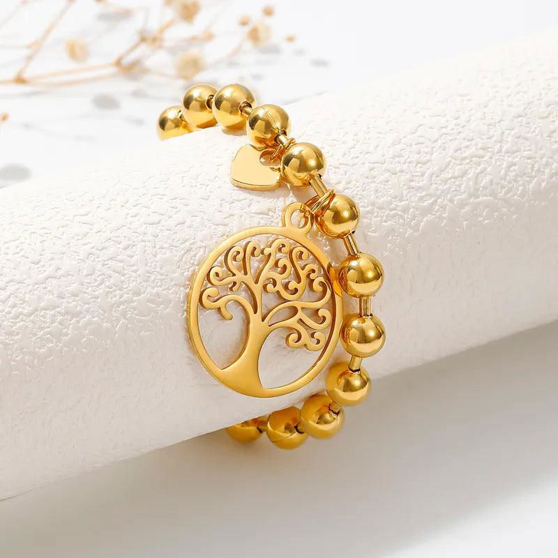 304 Stainless Steel 24K Gold Plated Sweet Classic Style Beaded Inlay Flower Pearl Bracelets - Jewelry Trends USA