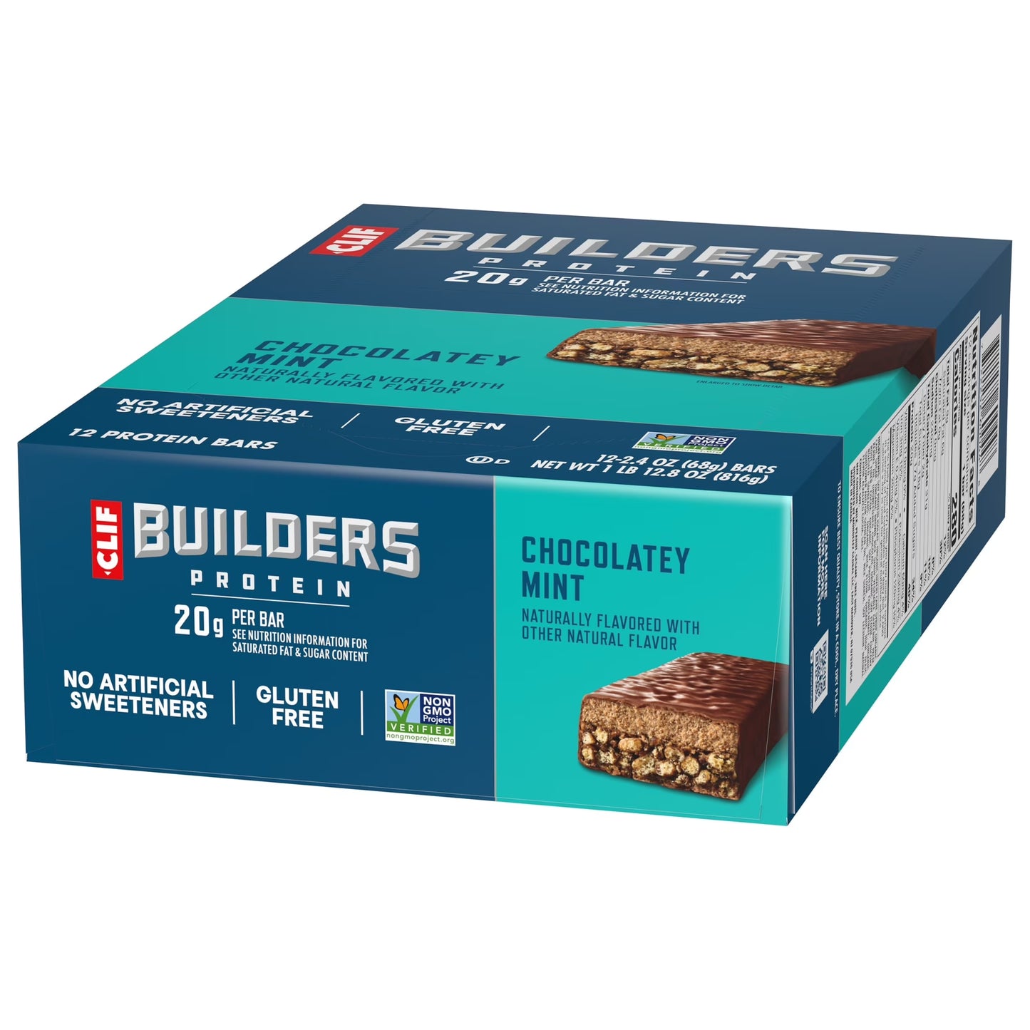 CLIF  Protein Bars Chocolate Mint Flavor, Plant Protein, Gluten Free Bars, 12Ct