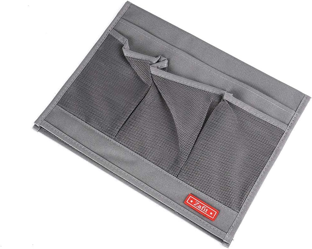 Bedside Storage Organizer, Table Cabinet Bedside Organizer Caddy for Remotes Phone Glasses (Classic 4 Pockets-Grey)