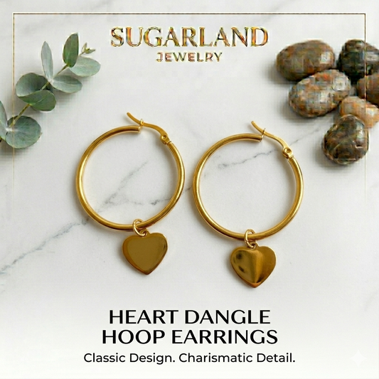 Heart Dangle Hoop Earrings