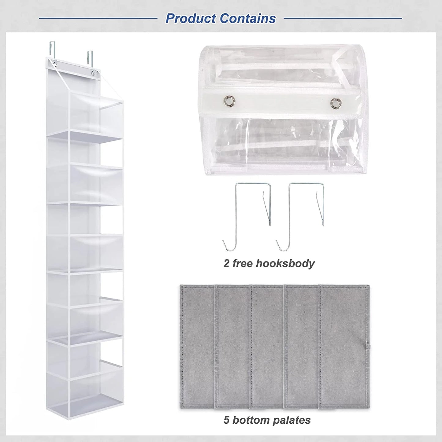 over the Door Hanging Pantry Organizer 6-Shelf behind the Door Storage Organizer with Clear Plastic Pockets Large Capacity for Closet Bedroom Bathroom (White)