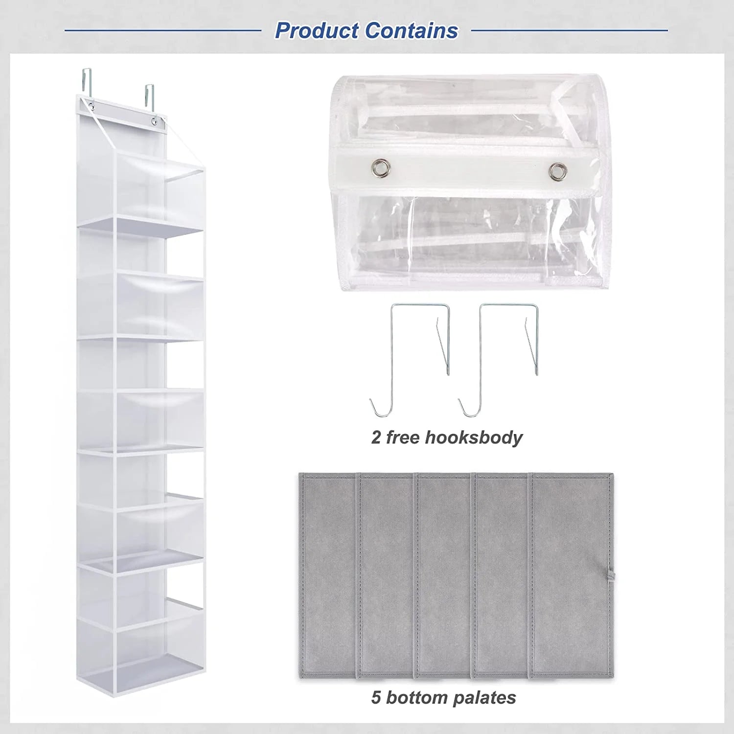 over the Door Hanging Pantry Organizer 6-Shelf behind the Door Storage Organizer with Clear Plastic Pockets Large Capacity for Closet Bedroom Bathroom (White)