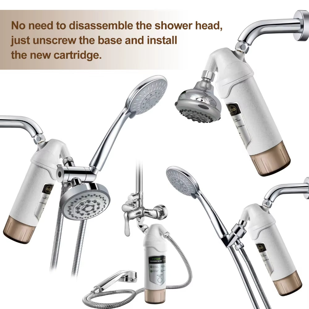 Shower Filter Remove Chlorine - Hard Water Filter - Water Softener - Showerhead Filter - 2 Replaceable Filter Cartridges