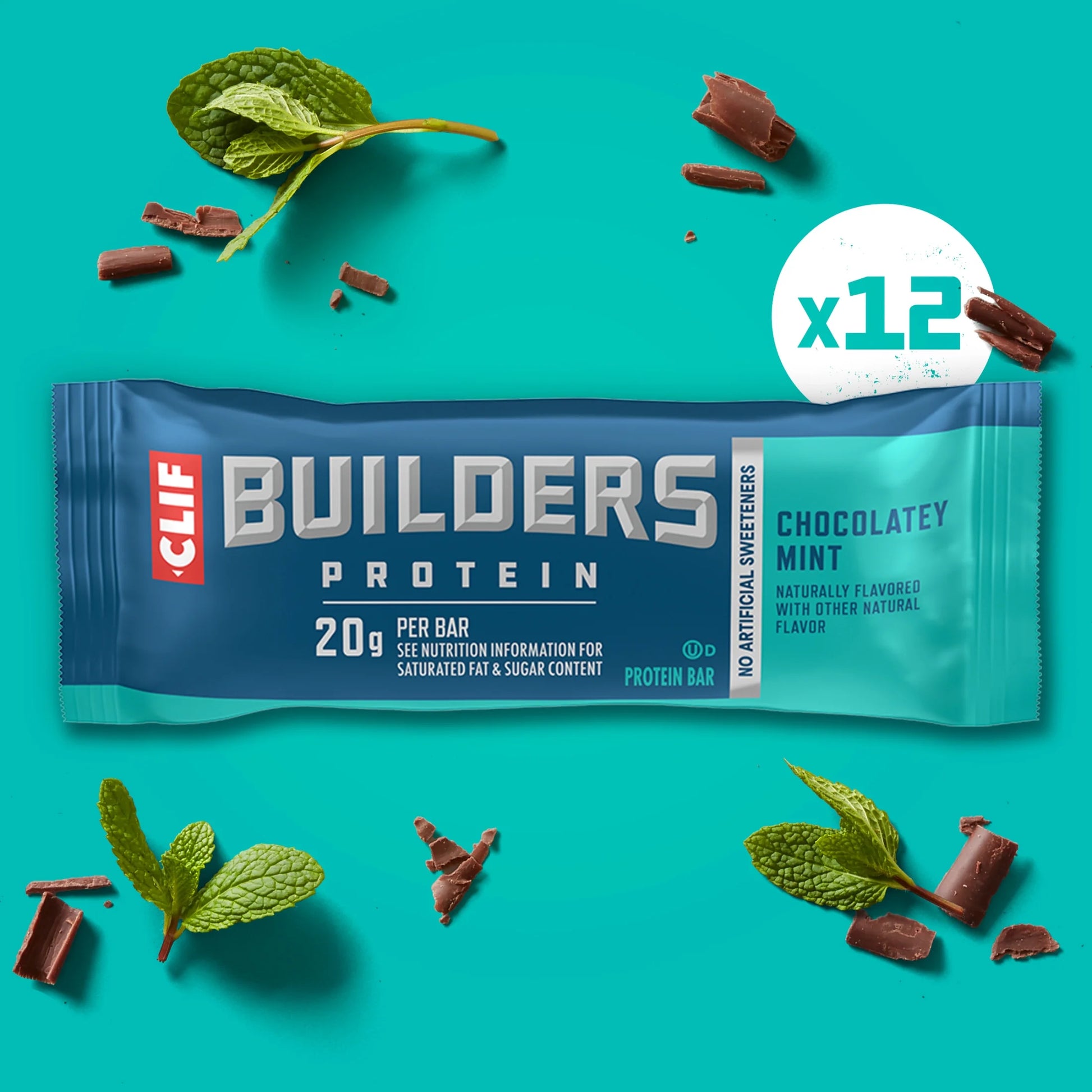 CLIF  Protein Bars Chocolate Mint Flavor, Plant Protein, Gluten Free Bars, 12Ct