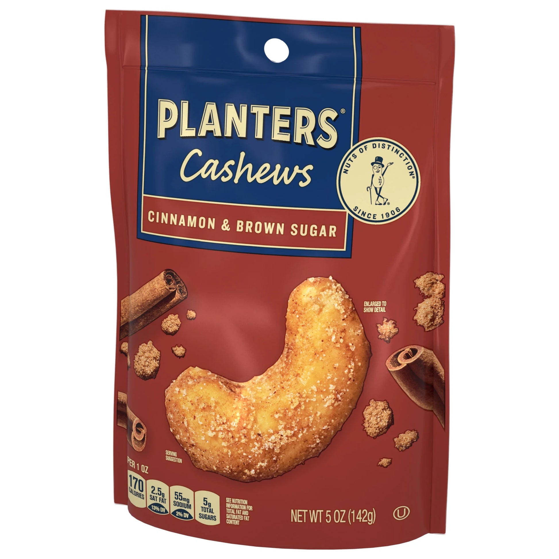 (4 Pack)  Cashews Cinnamon & Brown Sugar, Party Snacks, Plant Based Protein, 5 Oz Bag