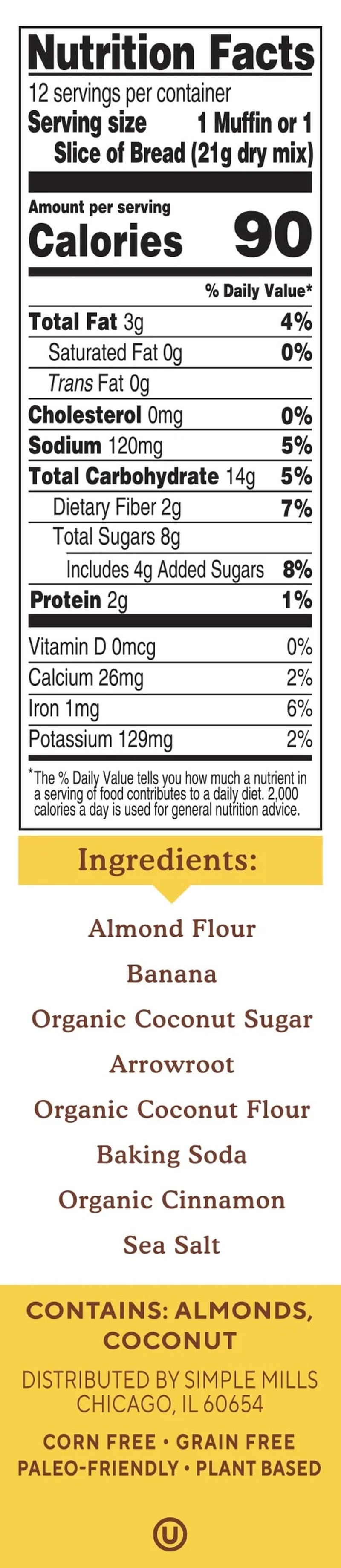 Almond Flour Banana Muffin and Bread Mix, Gluten-Free Baking Mix, 9 Oz Box