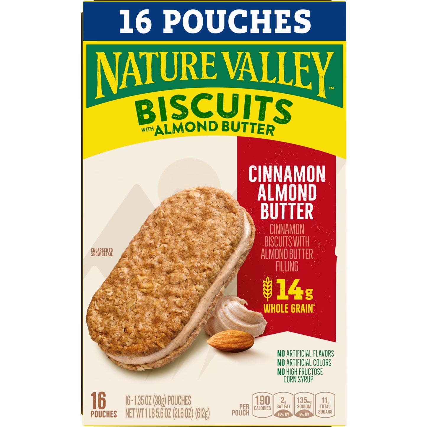 Cinnamon Almond Butter Biscuit Sandwiches Snack Bars (16 Pouches)