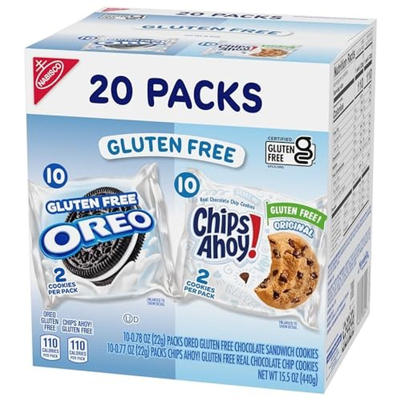 Gluten Free OREO and CHIPS AHOY Cookie Snack Packs Variety Pack 20 Pack