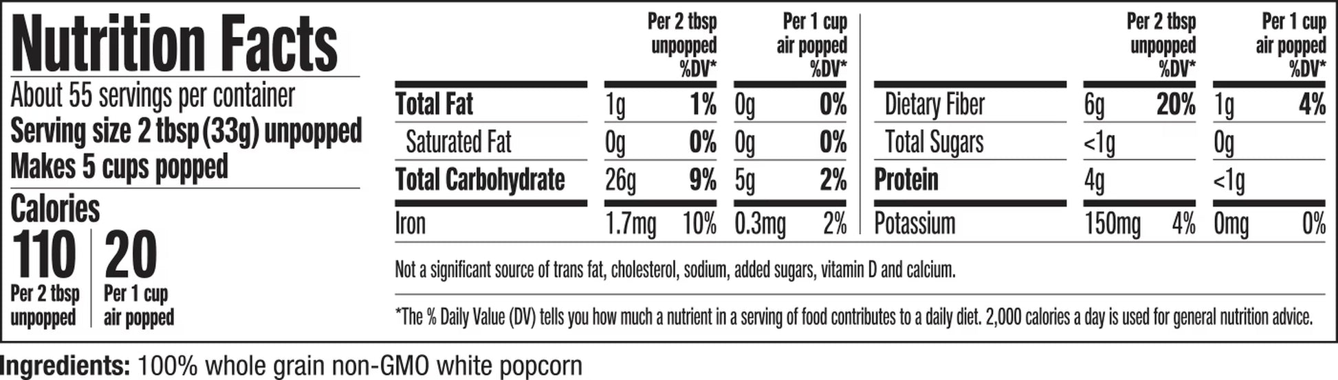 White Popcorn Kernels, 64 Oz. Bag - Gluten-Free