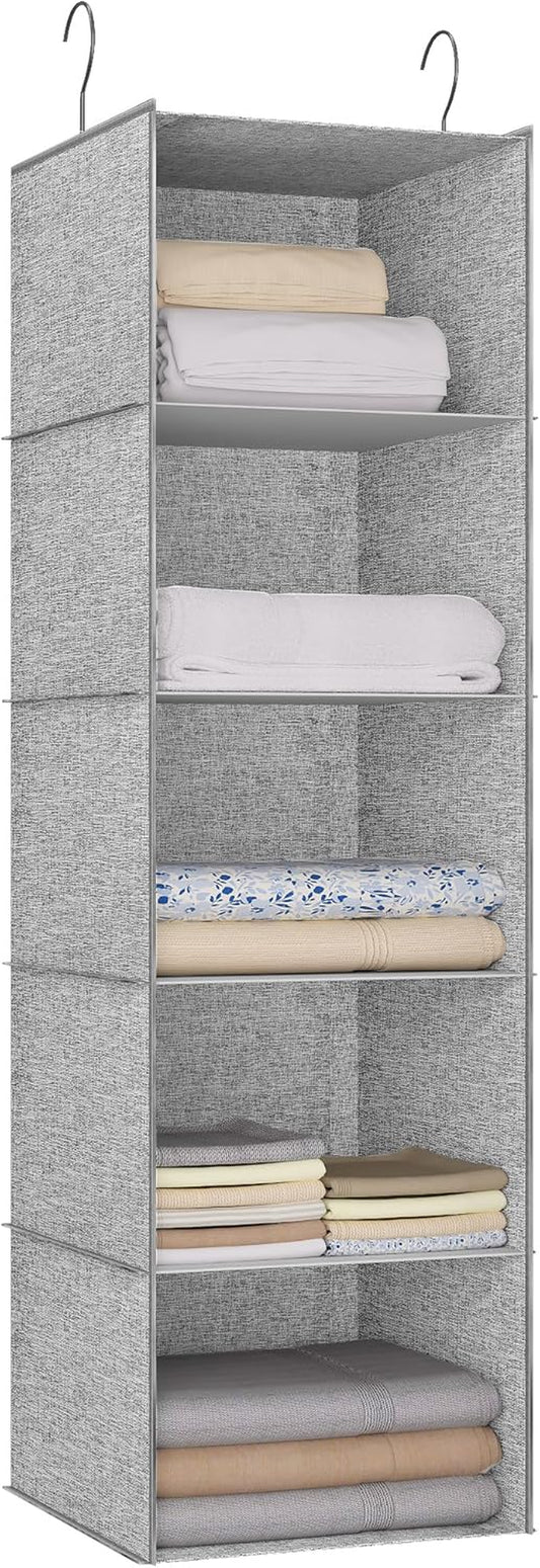 5-Shelf Hanging Storage Closet Organizer, Linen Rv Storage and Organization for Wardrobe, Inside, Camper Accessories, Nursery, Baby Room
