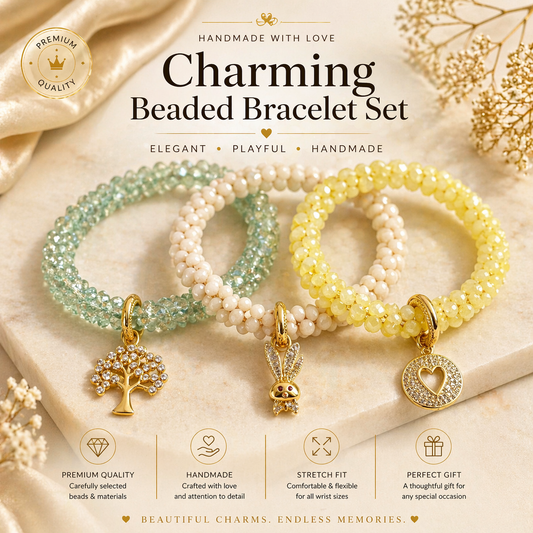 Charming Beaded Bracelet Set – Elegant & Playful Collection