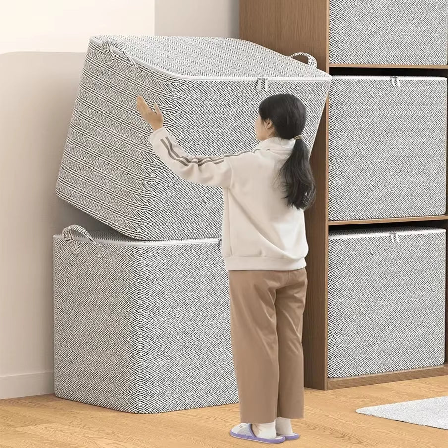 Stereoscopic Storage Boxes Household Storage Boxes with Windows Organizing Boxes Fabric Foldable Large Capacity Closet Storage