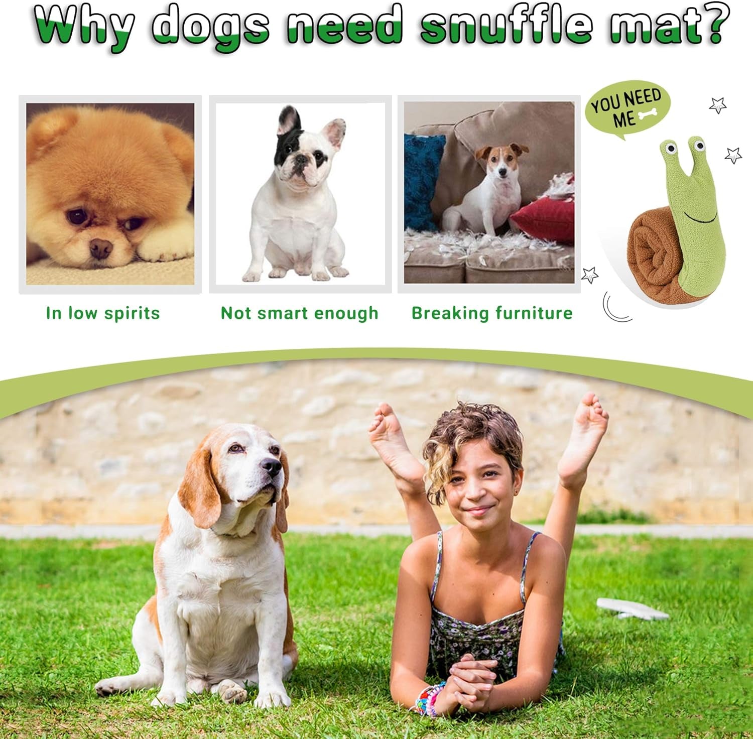 Pet Snuffle Mat for Dogs, Interactive Feed Game for Boredom, Encourages Natural Foraging Skills for Cats Dogs Bowl Travel Use, Dog Treat Dispenser Indoor Outdoor Stress Relief