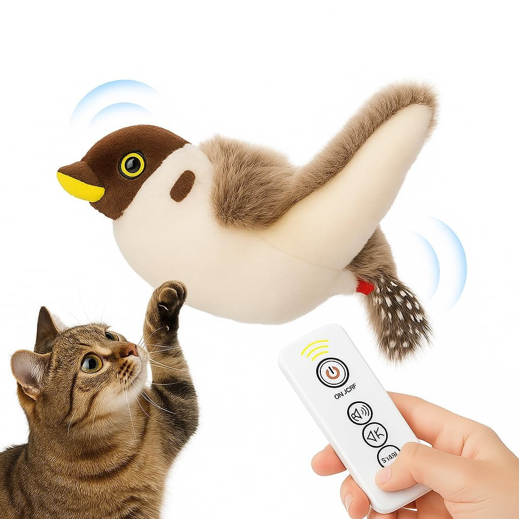 CKFPS Flying Bird Cat Toy – Remote Control, Flapping Wings & Chirping Sound (...