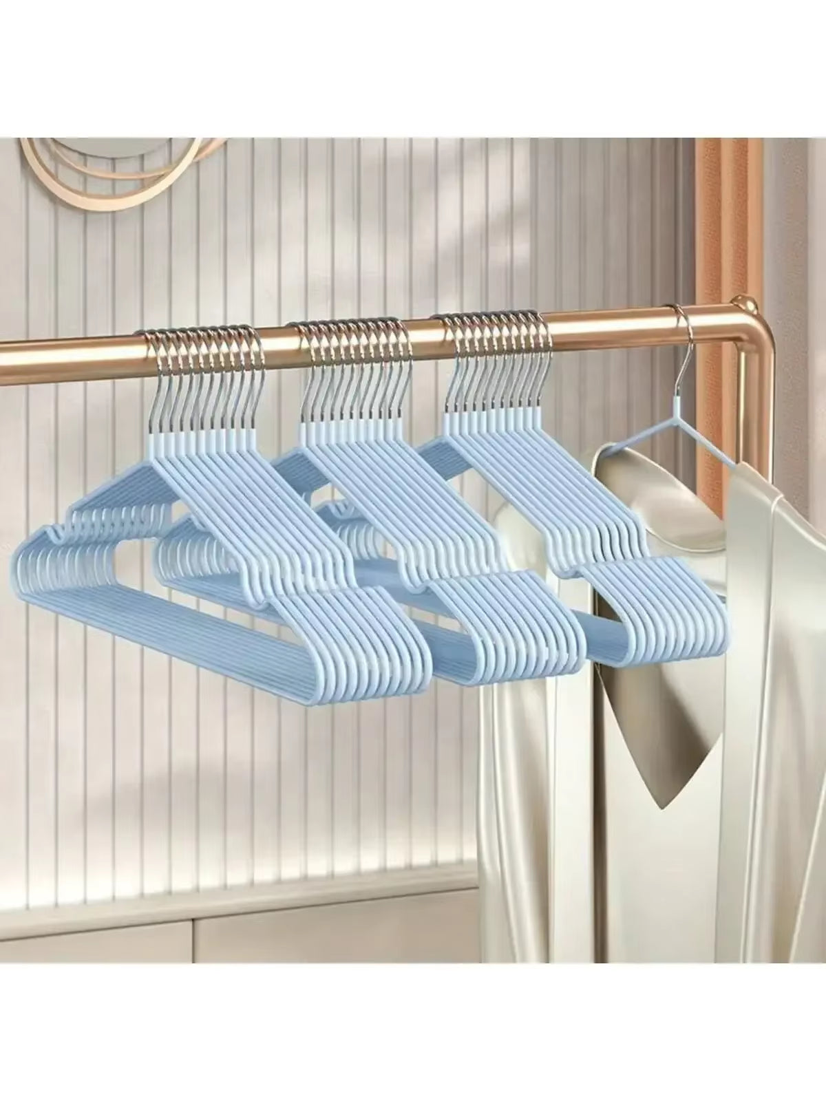 10Pcs Metal Traceless No-Slip Clothes Hangers Durable Strong Clothes Racks for Household Space Saver Organization Bedroom
