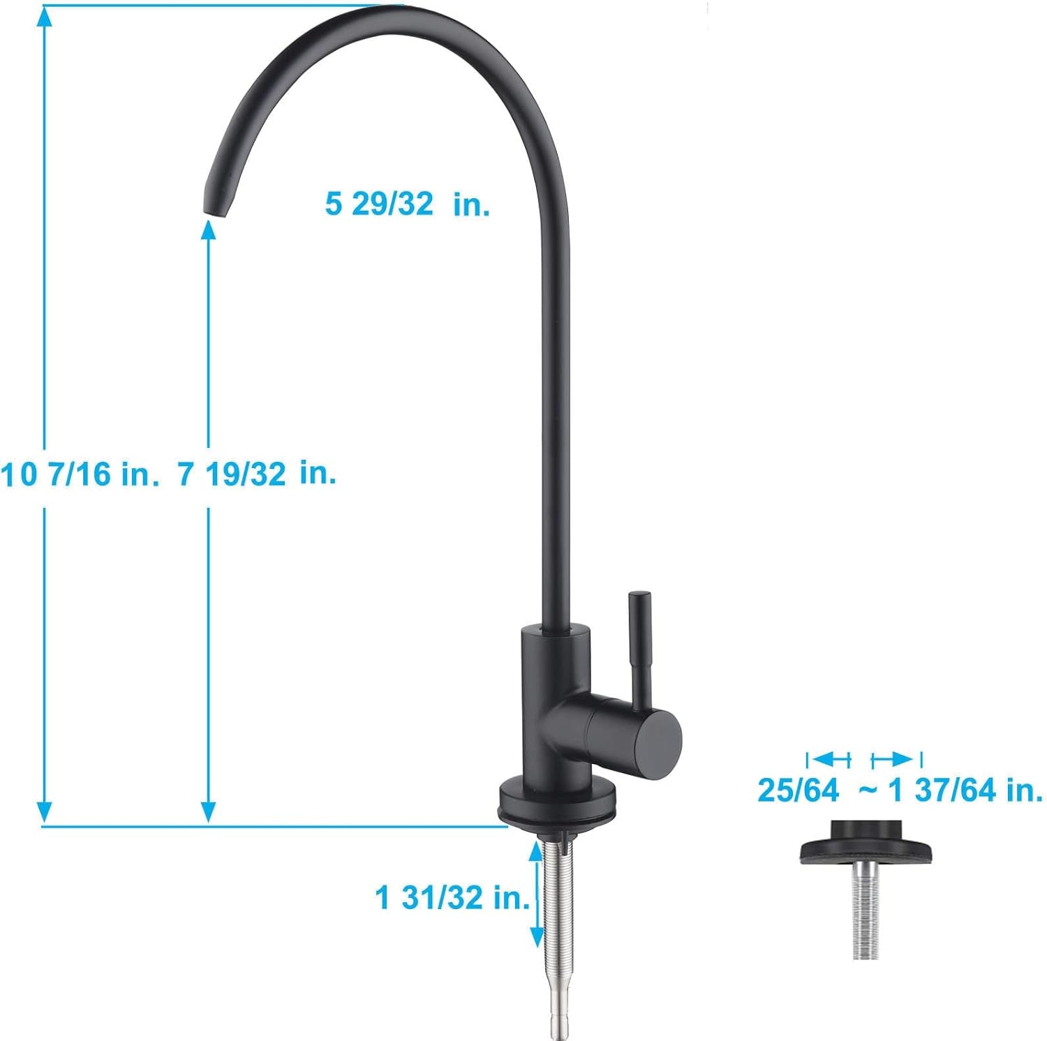 Drinking Water Faucet, Kitchen Beverage Faucet in 304 Stainless Steel, Non-Air-Gap Pure Water Filter Faucet for Sink, Fit for Reverse Osmosis Water Purify System