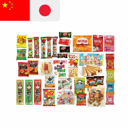 Asian Snack Box – 100-Piece Mystery Mix of Candy, Rice Crackers, Chocolate & More