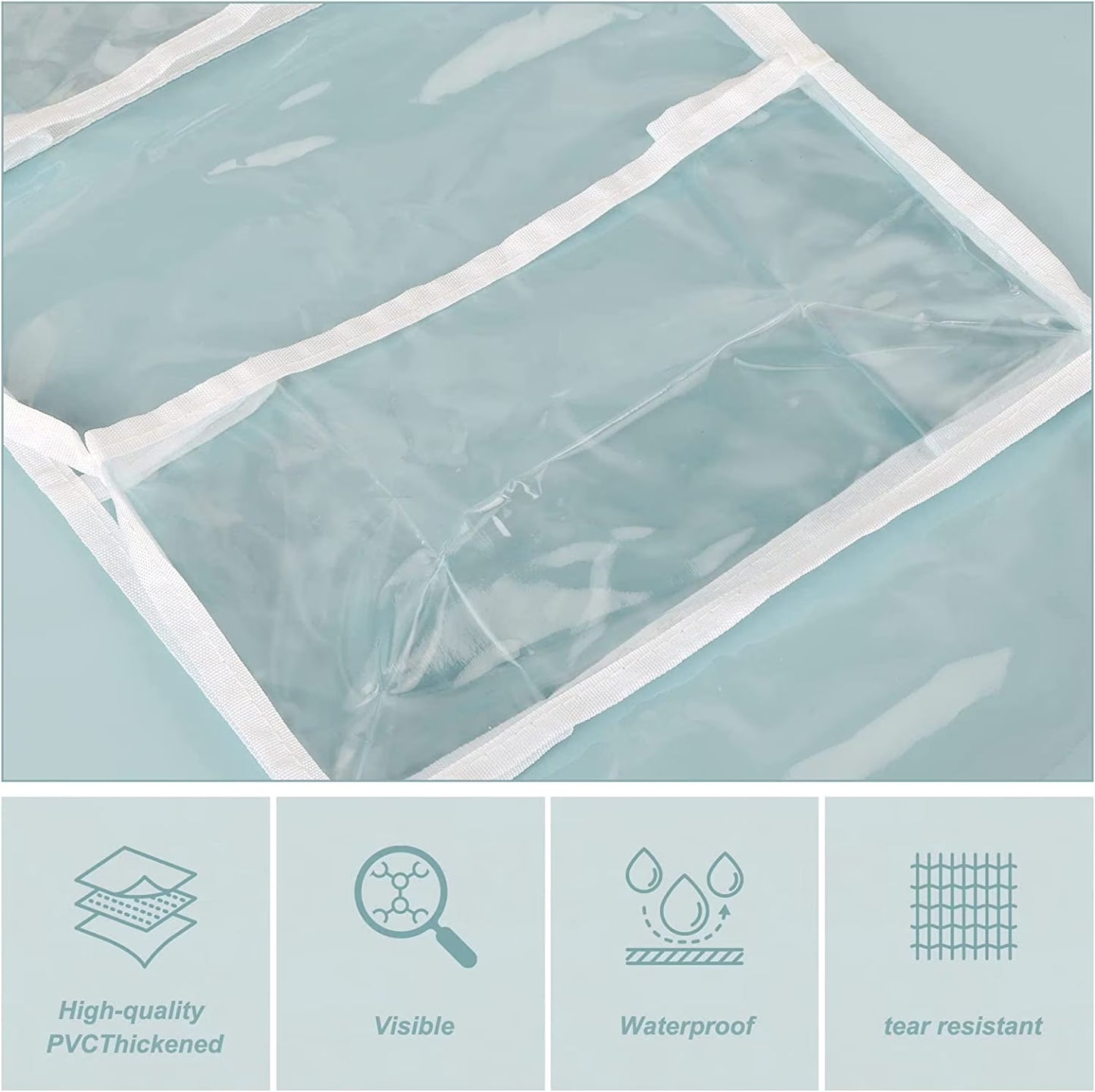 over the Door Hanging Pantry Organizer 6-Shelf behind the Door Storage Organizer with Clear Plastic Pockets Large Capacity for Closet Bedroom Bathroom (White)