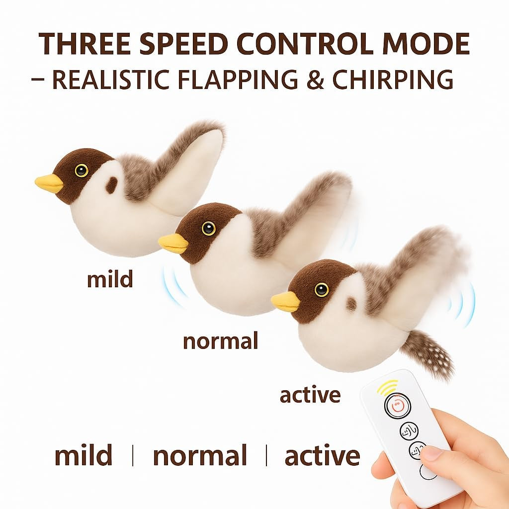 CKFPS Flying Bird Cat Toy – Remote Control, Flapping Wings & Chirping Sound (...