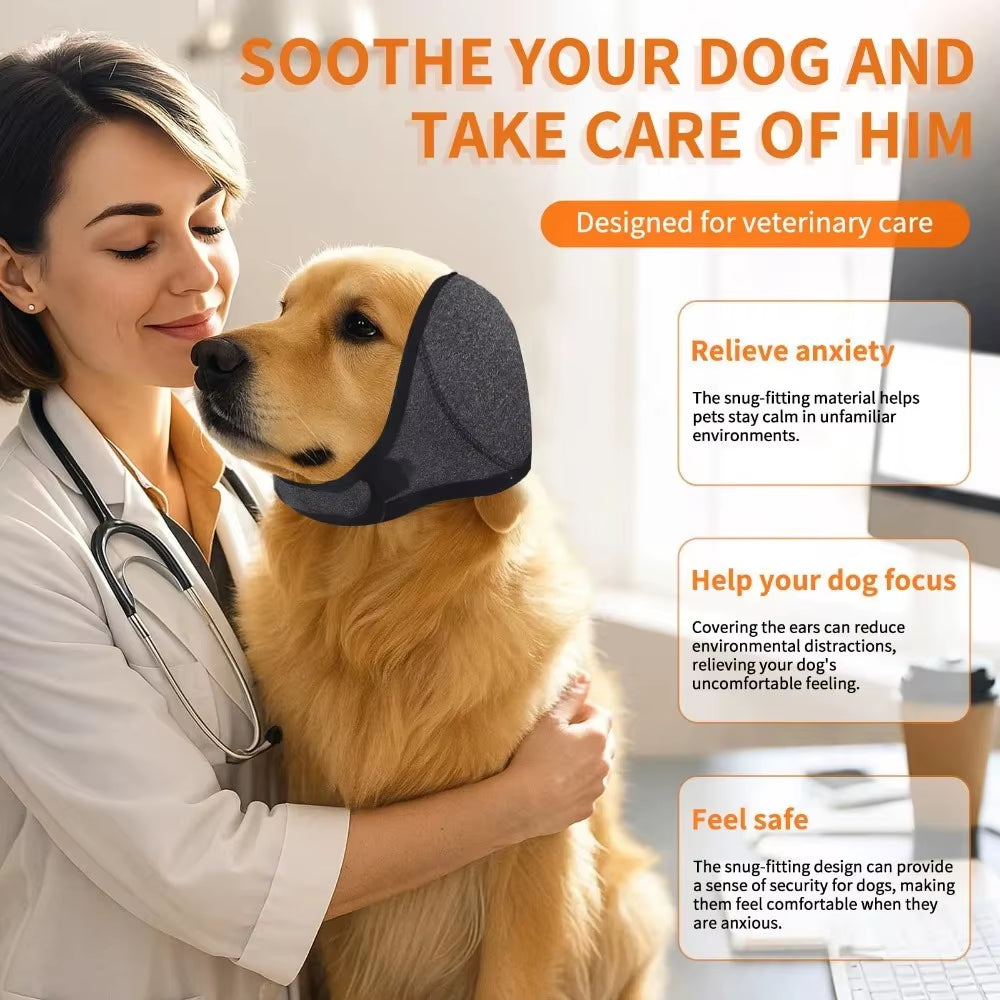 Anti Scare Dog Ear Muffs Noise Reducing Waterproof Head Hood Calming Anxiety Relief Ear Protection Swimming Grooming Fireworks
