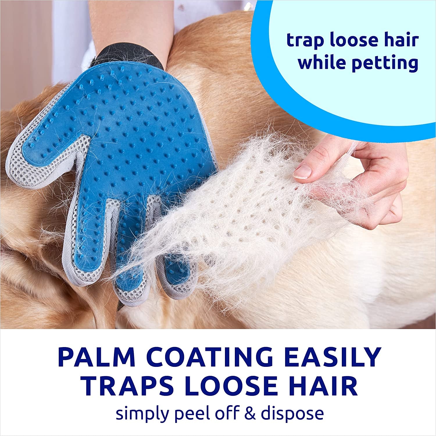 Grooming Gloves - Dog Brush for Shedding & Hair Removal - Dog & Cat Accessories (Right)