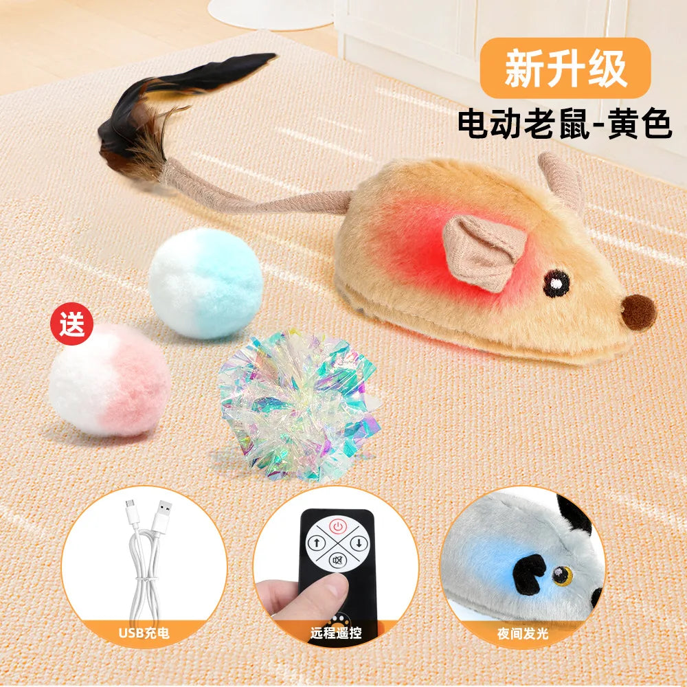 Smart Electric Cat Toy Remote Control Plush Mouse Intelligent Induction Mouse Interactive Cat Teaser Boredom Relief Cat Teaser