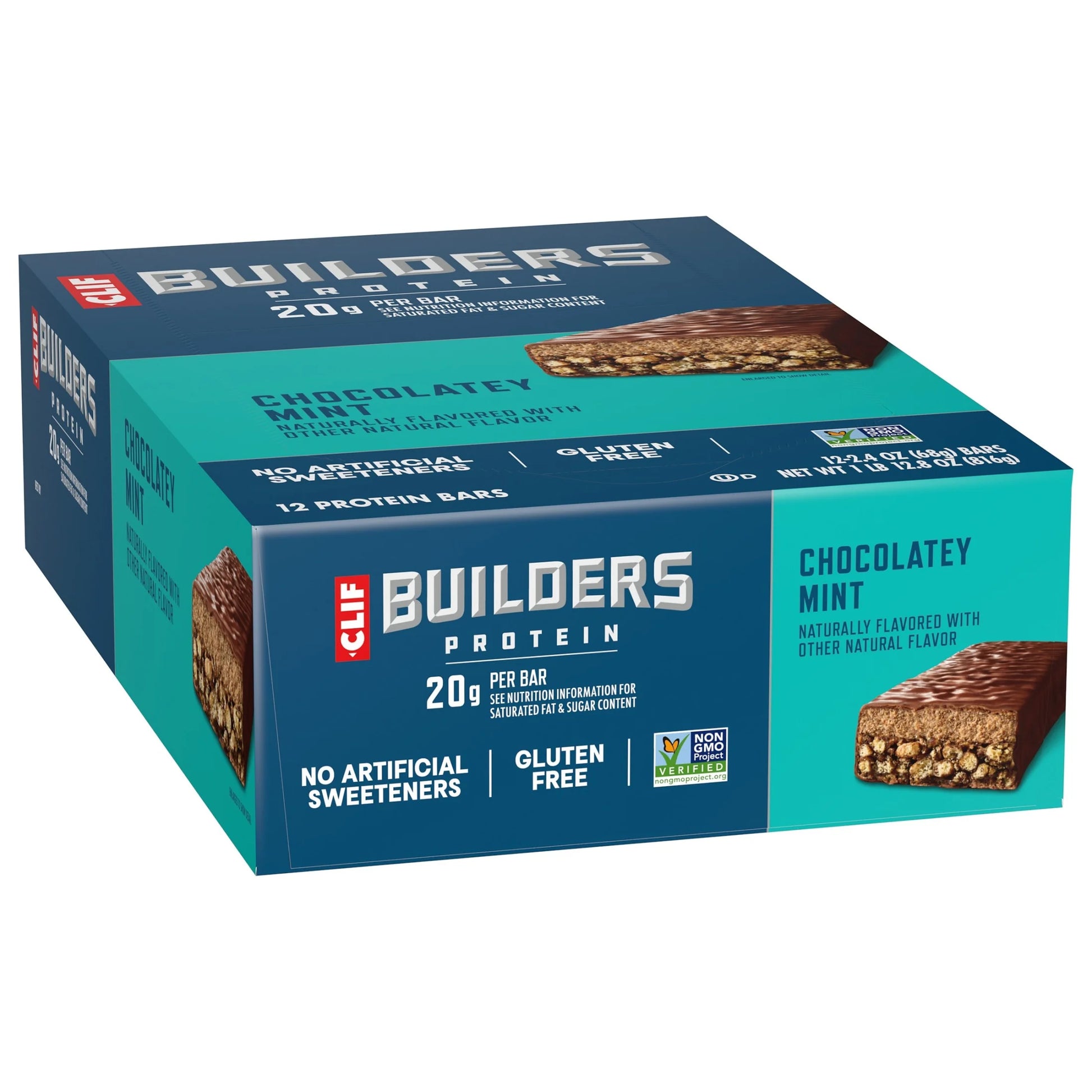 CLIF  Protein Bars Chocolate Mint Flavor, Plant Protein, Gluten Free Bars, 12Ct