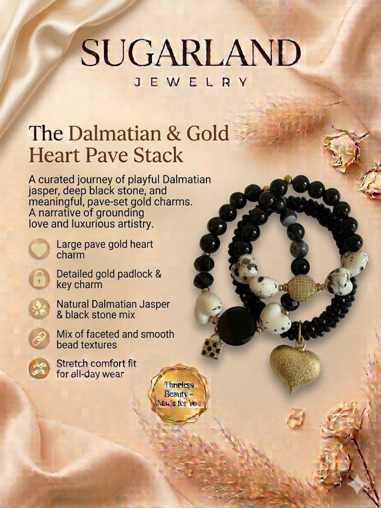The Dalmatian & Gold Heart Pave Stack
