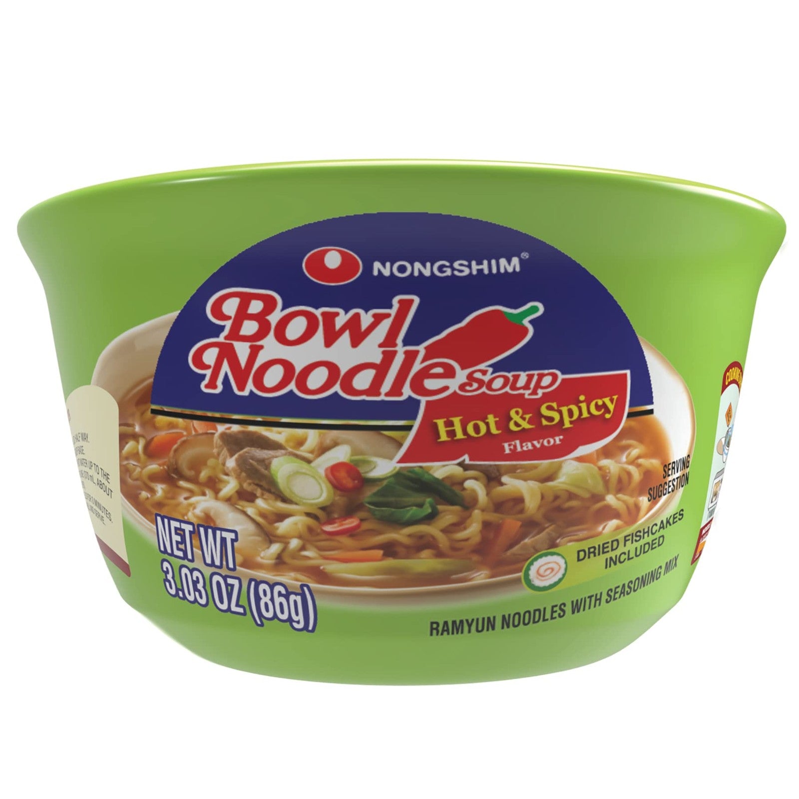 Nongshim Bowl Noodle Soup Hot and Spicy 3.03 Ounce Pack of 12