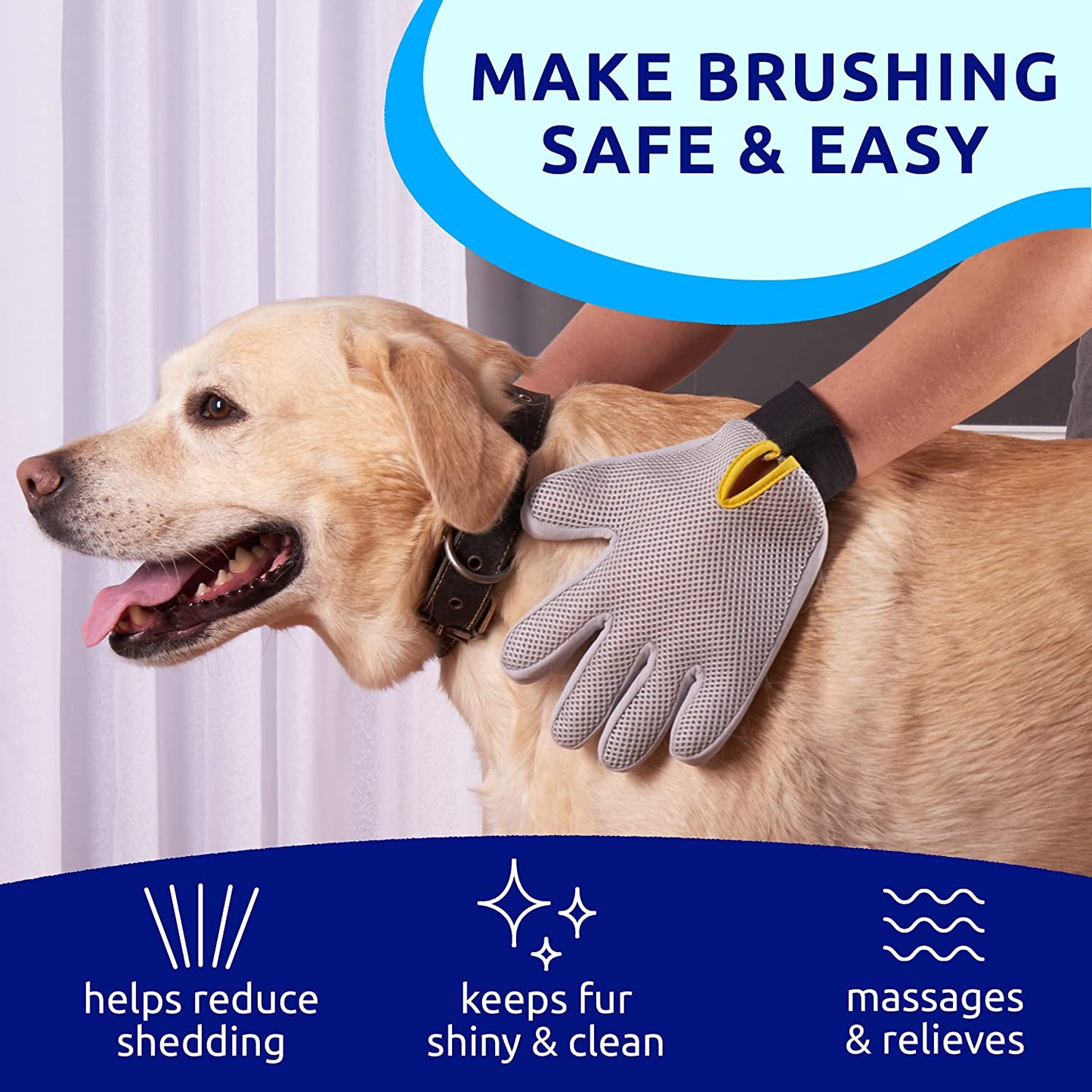 Grooming Gloves - Dog Brush for Shedding & Hair Removal - Dog & Cat Accessories (Right)