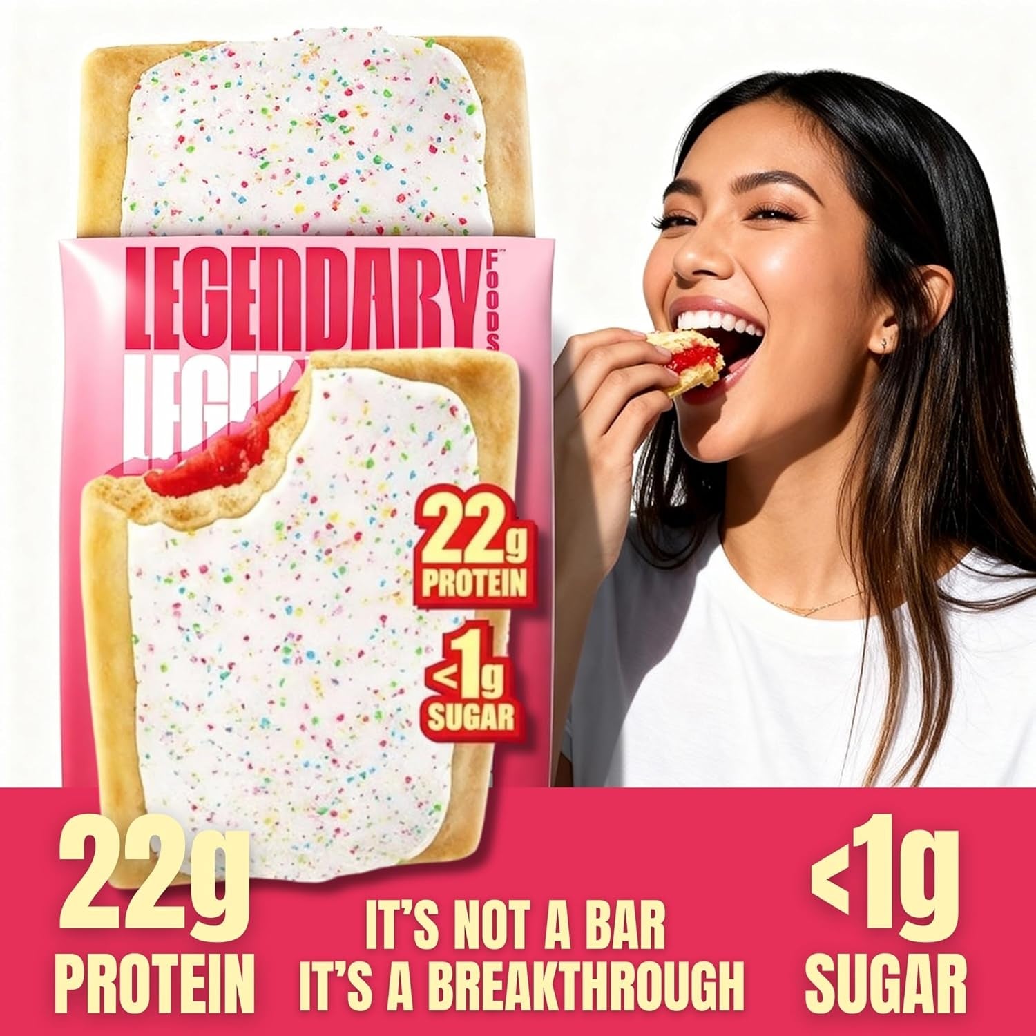 22G Protein Pastry 0G Added Sugar, Low Carb, Gluten Conscious, Keto Snack, Ideal for Glucose Management, Includes Whey Protein Isolate, 8 Pack Frosted Strawberry